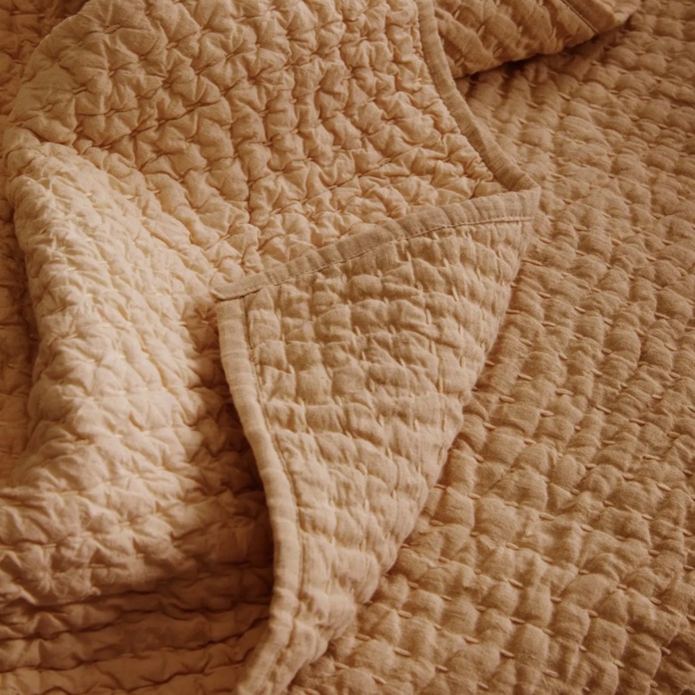 NWOT QUINCE European Linen Cotton Stitch Quilt Set King/C King Terracotta 7886 - Picture 6 of 11